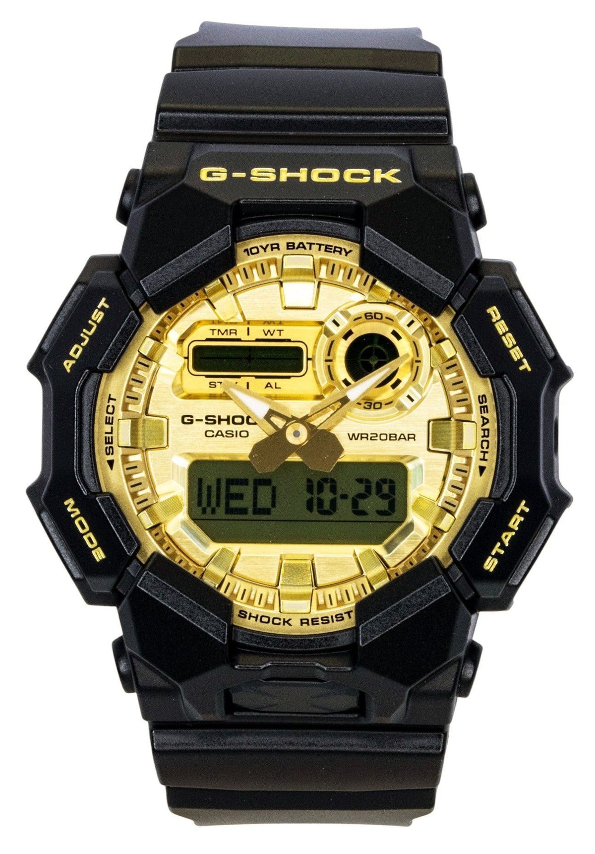 Casio G-Shock Bio-Based Resin Strap Analog Digital Gold Dial Quartz GA-010GGB-1A9 200M Men's Watch