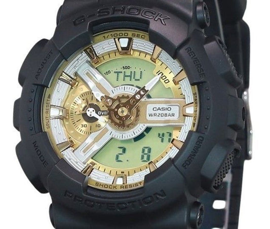Casio G-Shock Analog Digital Resin Strap Gold Dial Quartz GA-110CD-1A9 200M Men's Watch