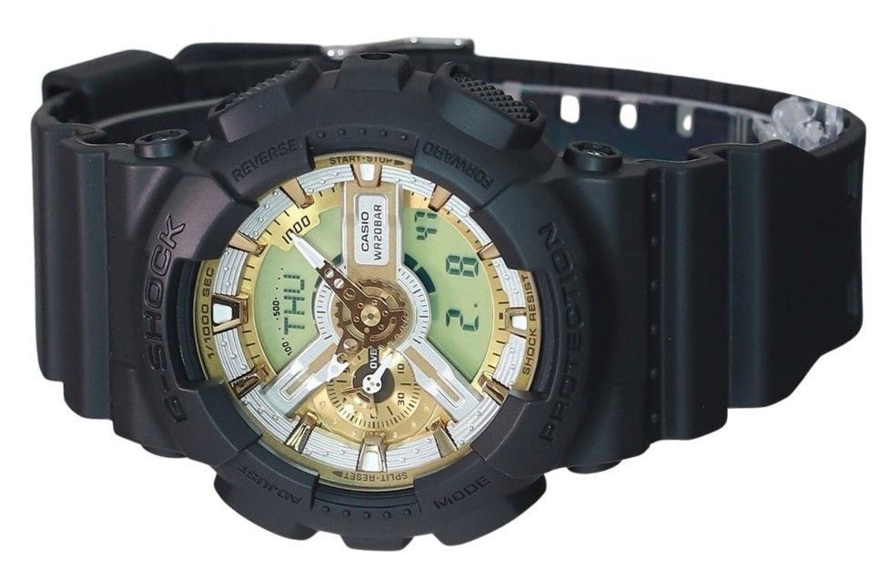 Casio G-Shock Analog Digital Resin Strap Gold Dial Quartz GA-110CD-1A9 200M Men's Watch