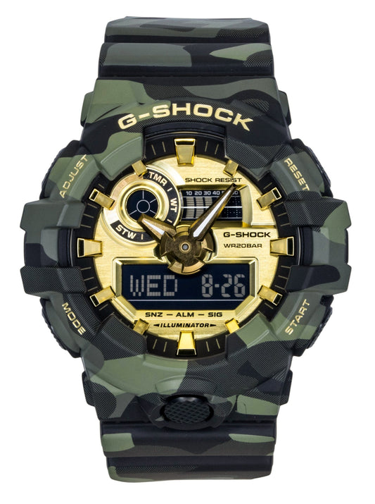 Casio G-Shock Analog Digital Resin Strap Gold Dial Quartz GA-700CMG-3A 200M Men's Watch