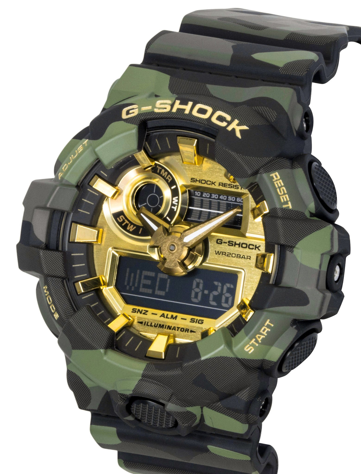 Casio G-Shock Analog Digital Resin Strap Gold Dial Quartz GA-700CMG-3A 200M Men's Watch