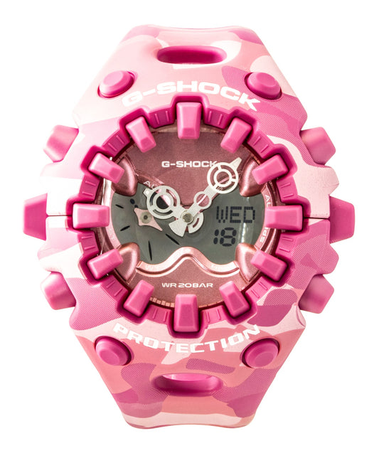 Casio G-Shock Analog Digital Resin Strap Pink Dial Quartz GA-V01CMG-4A 200M Women's Watch
