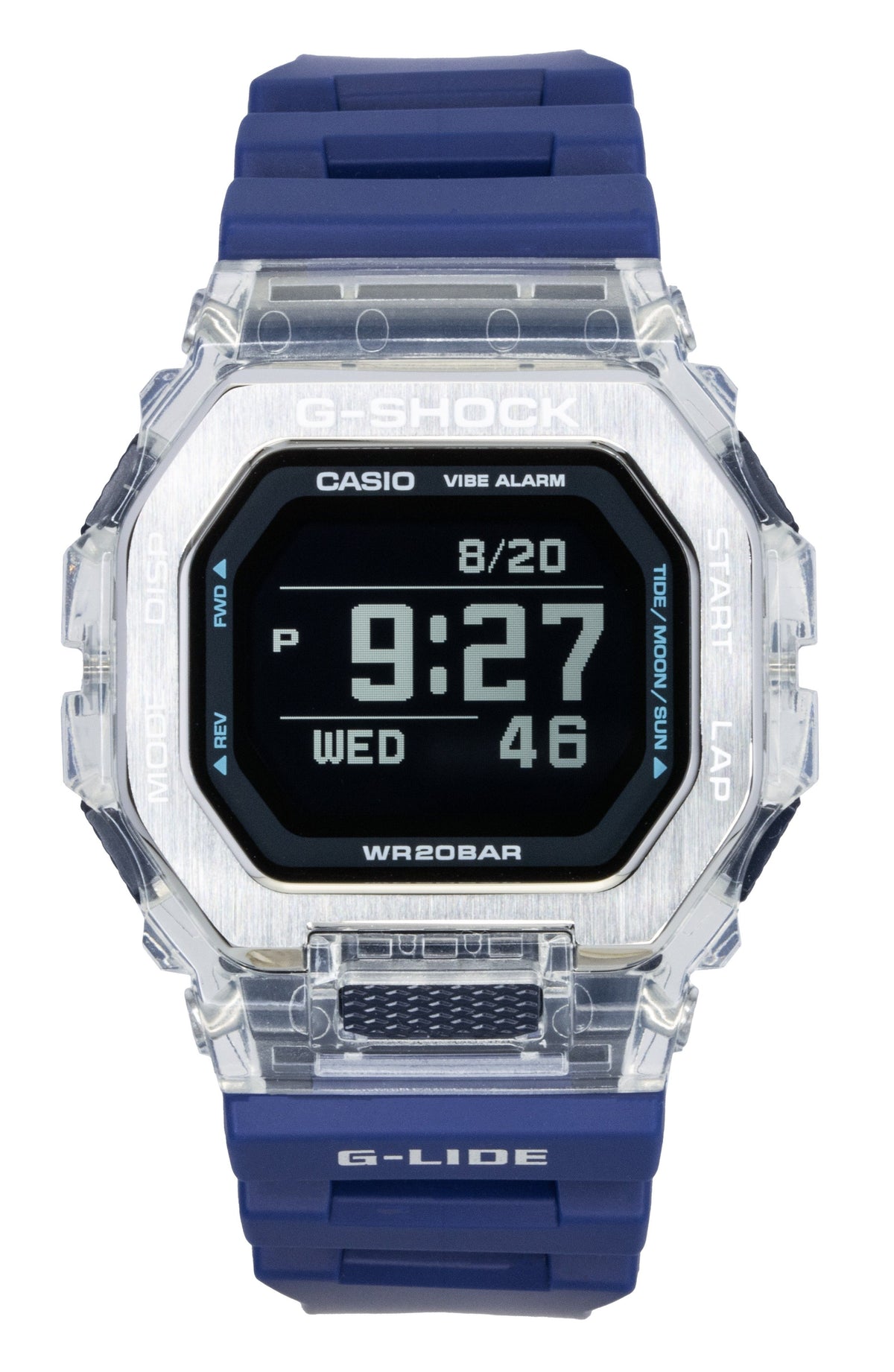 Casio G-Shock G-Lide Digital Smartphone Link Blue Resin Strap Quartz GBX-100S-2 200M Unisex Watch