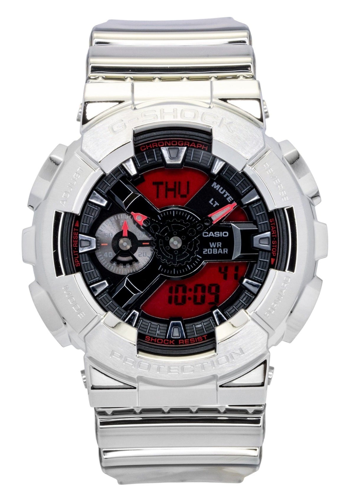 Casio G-Shock Fine Metallic Analog Digital Silicone Strap Black Dial Quartz GM-110YRA-8A 200M Men's Watch