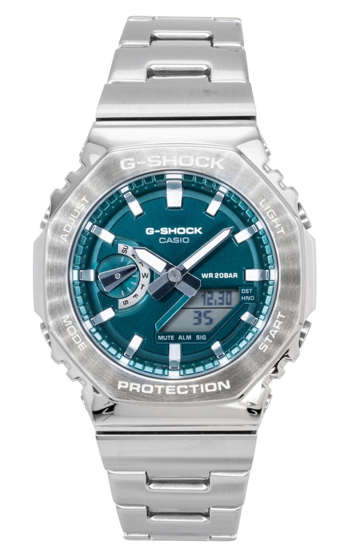 Casio G-Shock G-Steel Analog Digital Stainless Steel Green Dial Quartz GM-2110D-3A1 200M Men's Watch