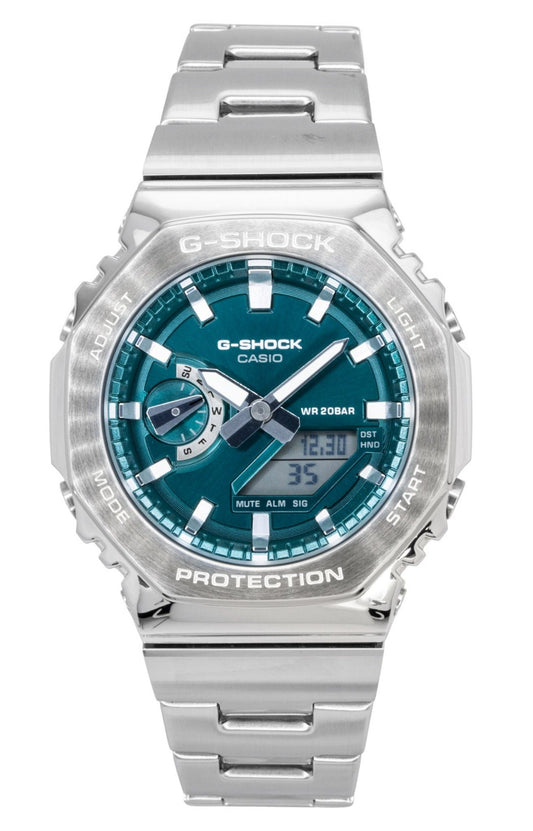 Casio G-Shock G-Steel Analog Digital Stainless Steel Green Dial Quartz GM-2110D-3A1 200M Men's Watch