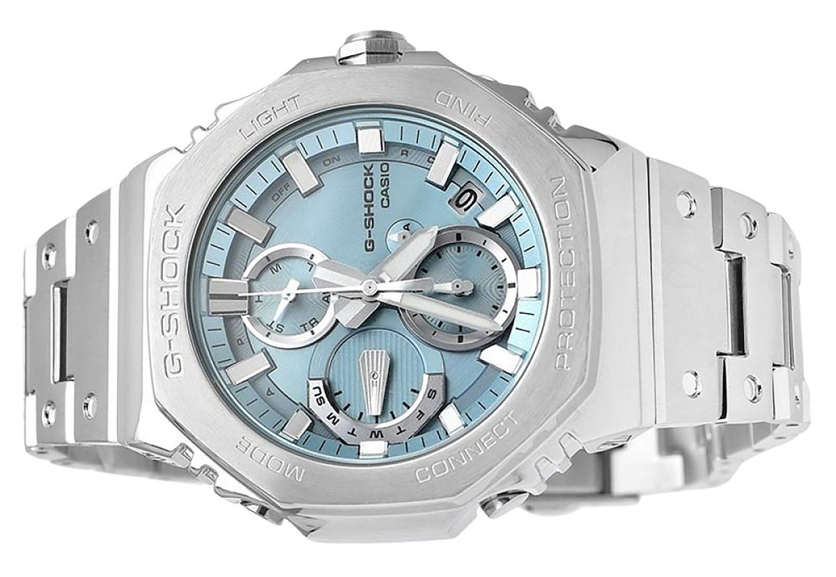 Casio G-Shock Full Metal Analog Chronograph Smartphone Link Ice Blue Dial Tough Solar GMC-B2100AD-2A 200M Men's Watch