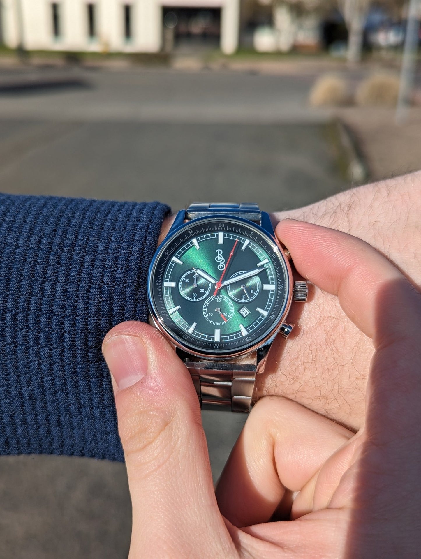 Green Sport Chronograph Watch With Green Silicone Strap - Veloce - The App For Watch Collectors