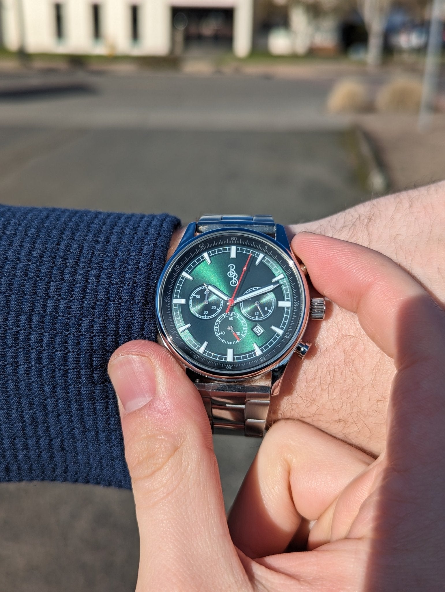 Green Sport Chronograph Watch With Green Silicone Strap - Veloce - The App For Watch Collectors