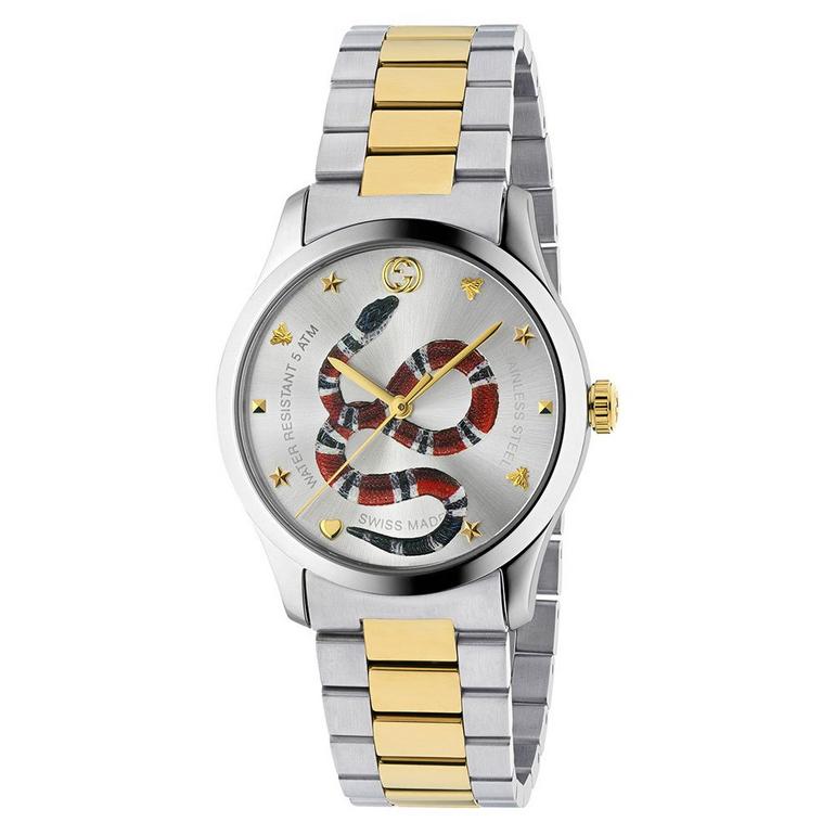 Gucci G Timeless Snake Steel And Gold Pvd Mens Watch Ya1264075