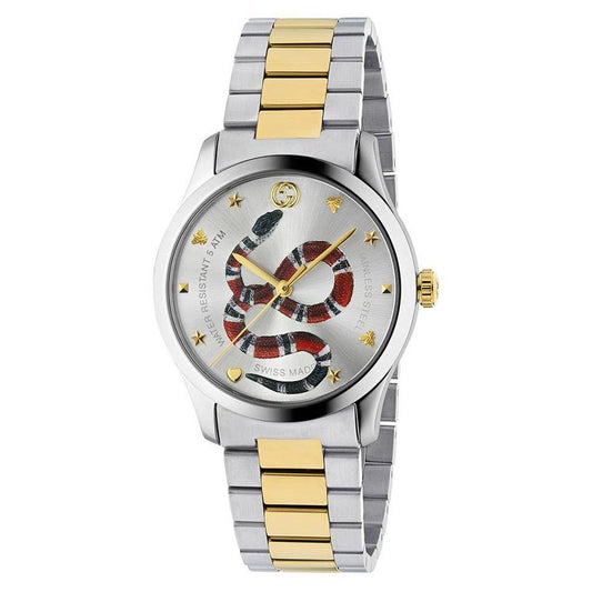 Gucci G Timeless Snake Steel And Gold Pvd Mens Watch Ya1264075
