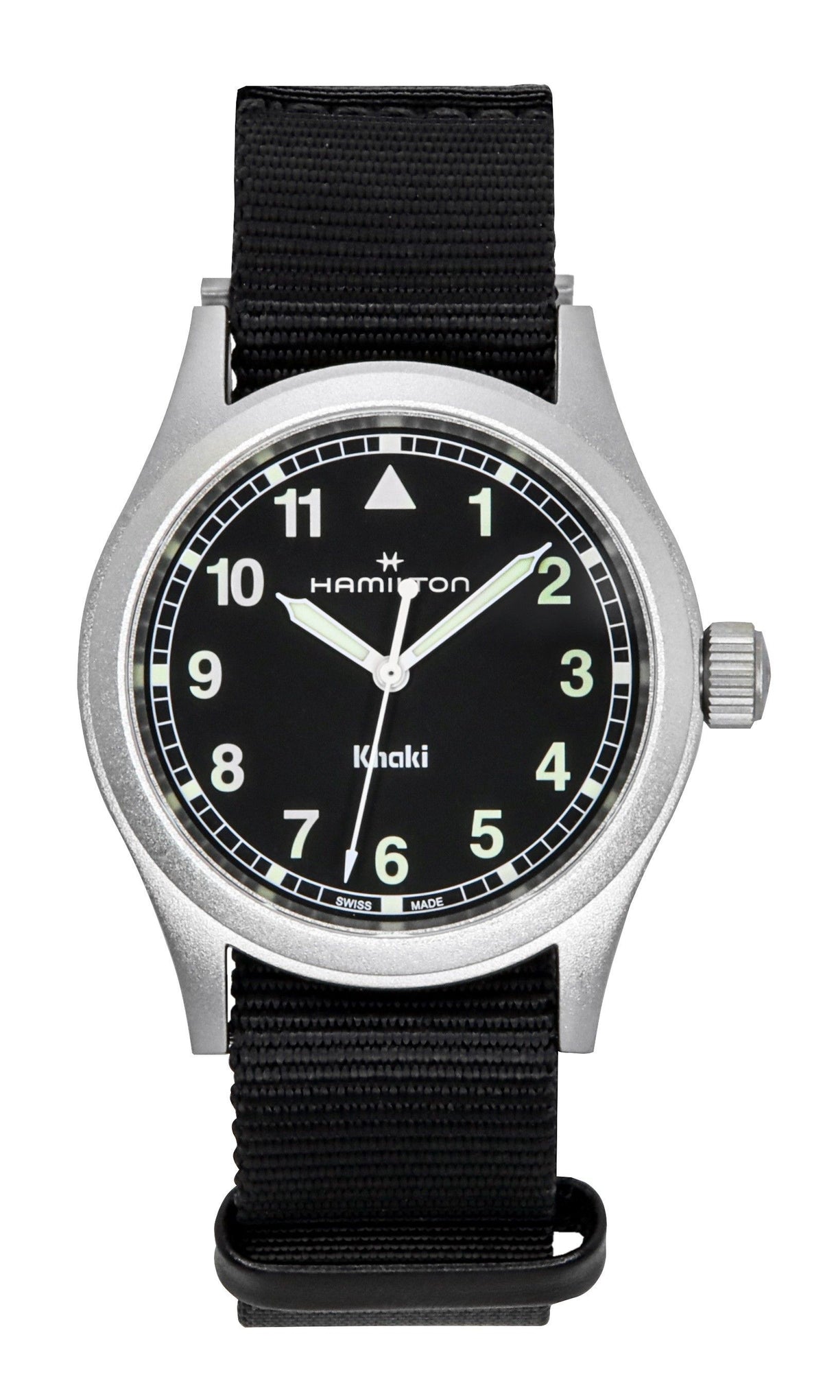 Hamilton Khaki Field Textile Strap Black Dial Quartz H69401430 Unisex Watch