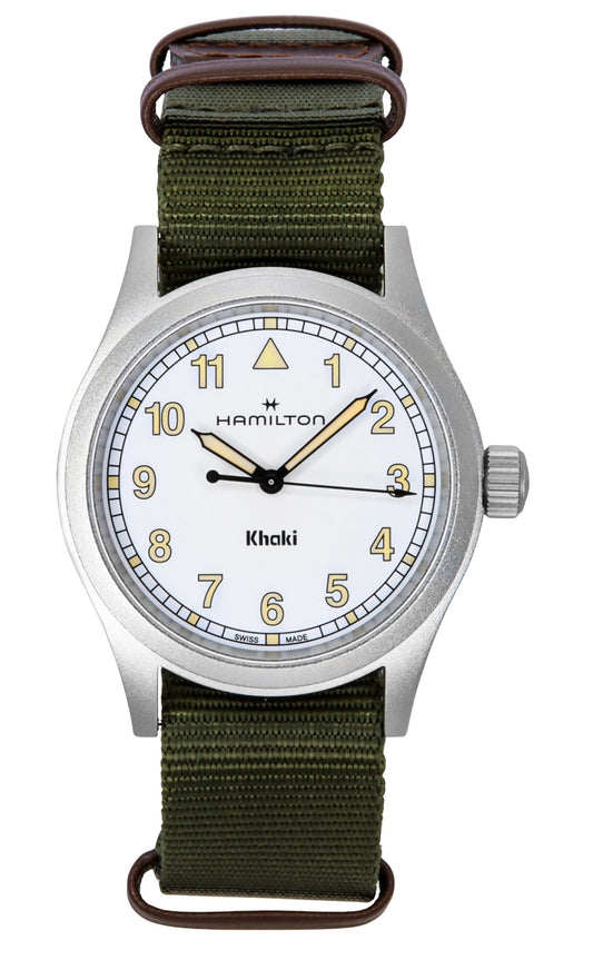 Hamilton Khaki Field Textile Strap White Dial Quartz H69401910 Unisex Watch