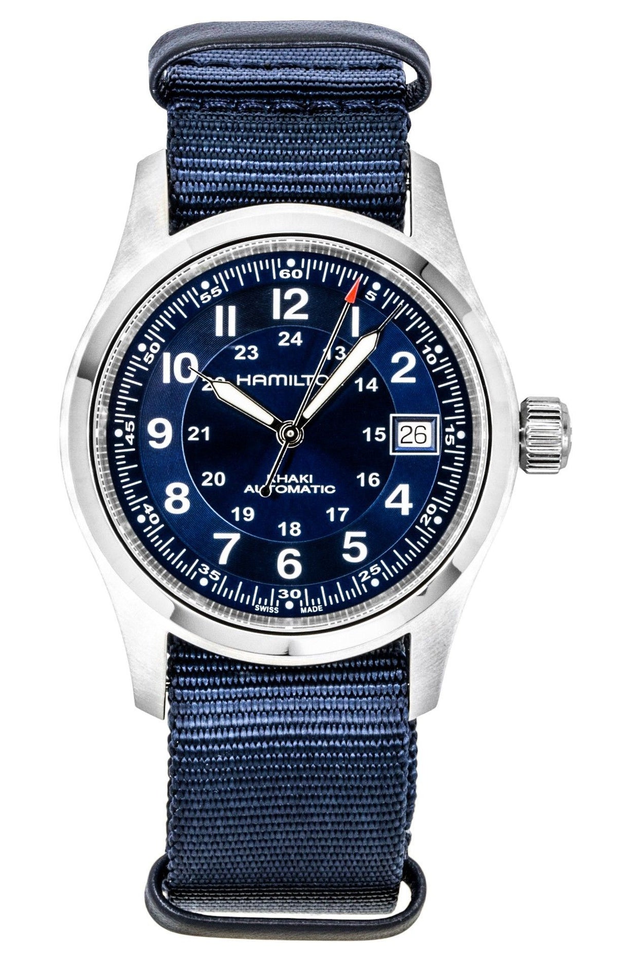Hamilton Khaki Field Textile NATO Strap Blue Dial Automatic H70455940 100M Men's Watch