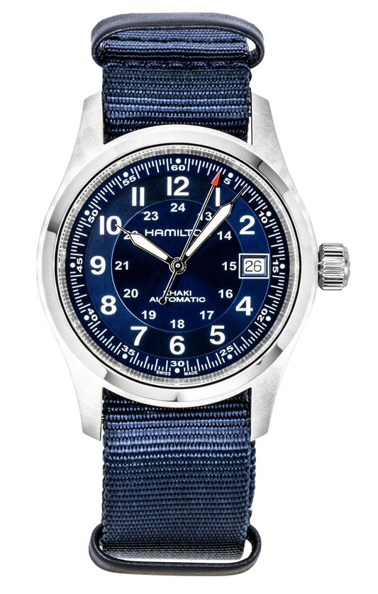 Hamilton Khaki Field Textile NATO Strap Blue Dial Automatic H70455940 100M Men's Watch