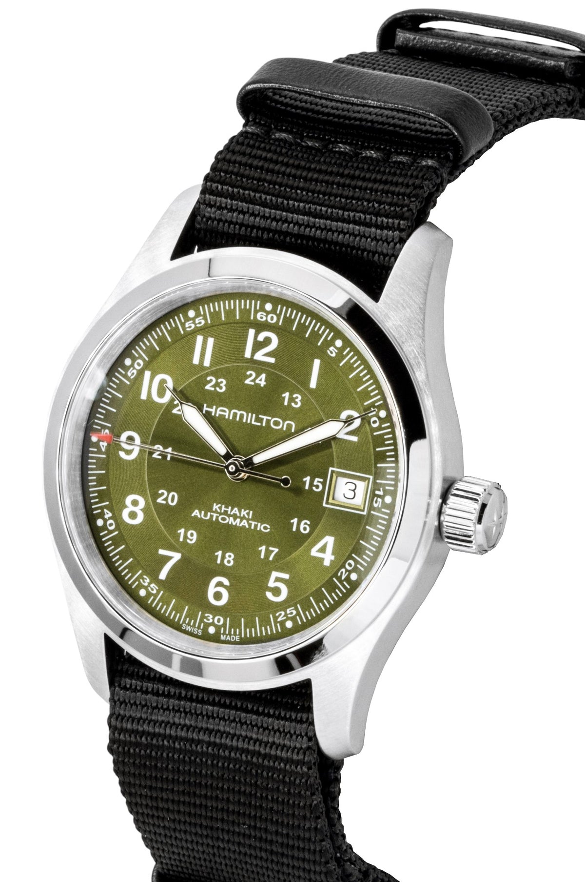 Hamilton Khaki Field Textile NATO Strap Green Dial Automatic H70455960 100M Men's Watch