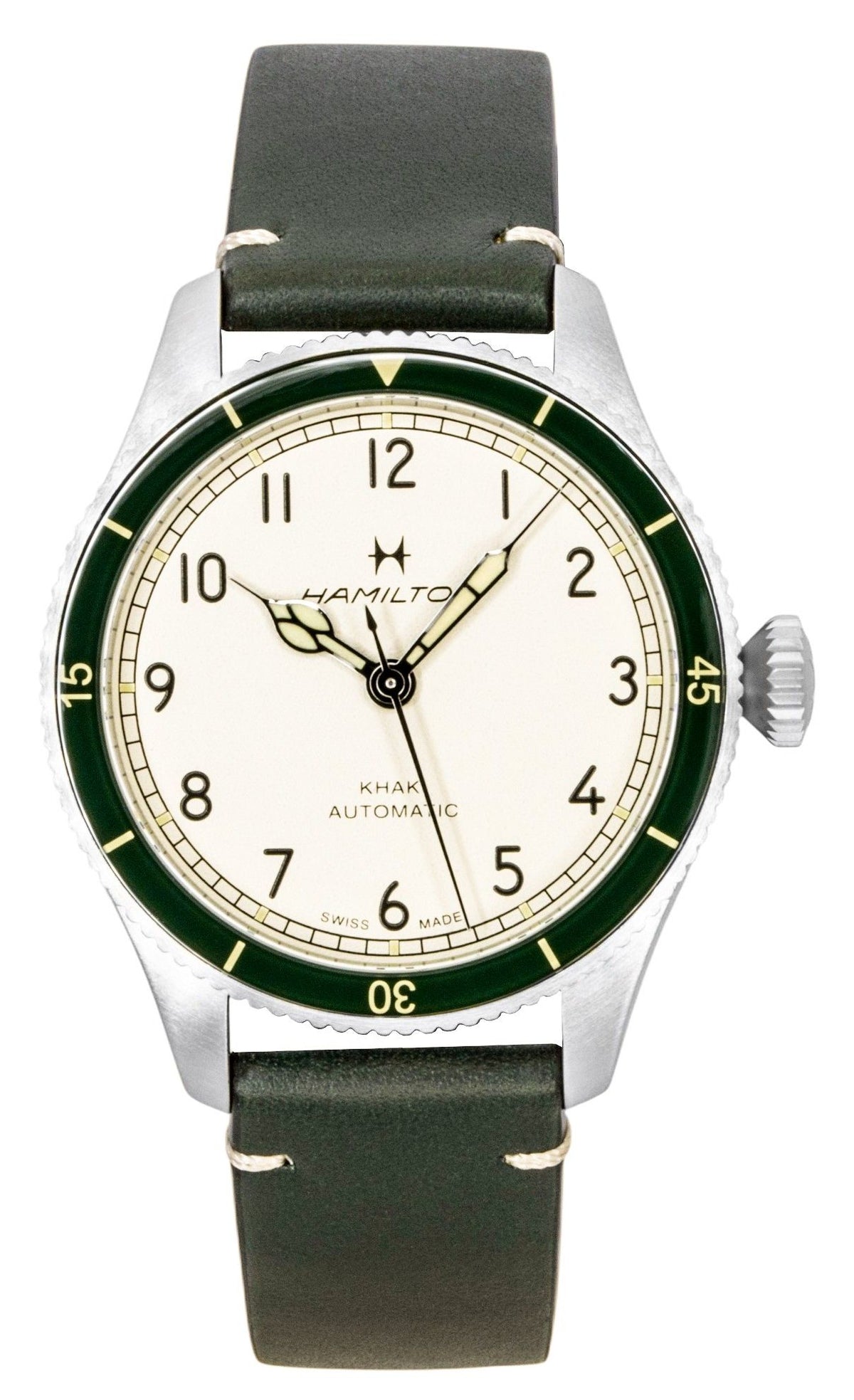 Hamilton Khaki Aviation Pilot Pioneer Leather Strap White Dial Automatic H76255810 100M Men's Watch