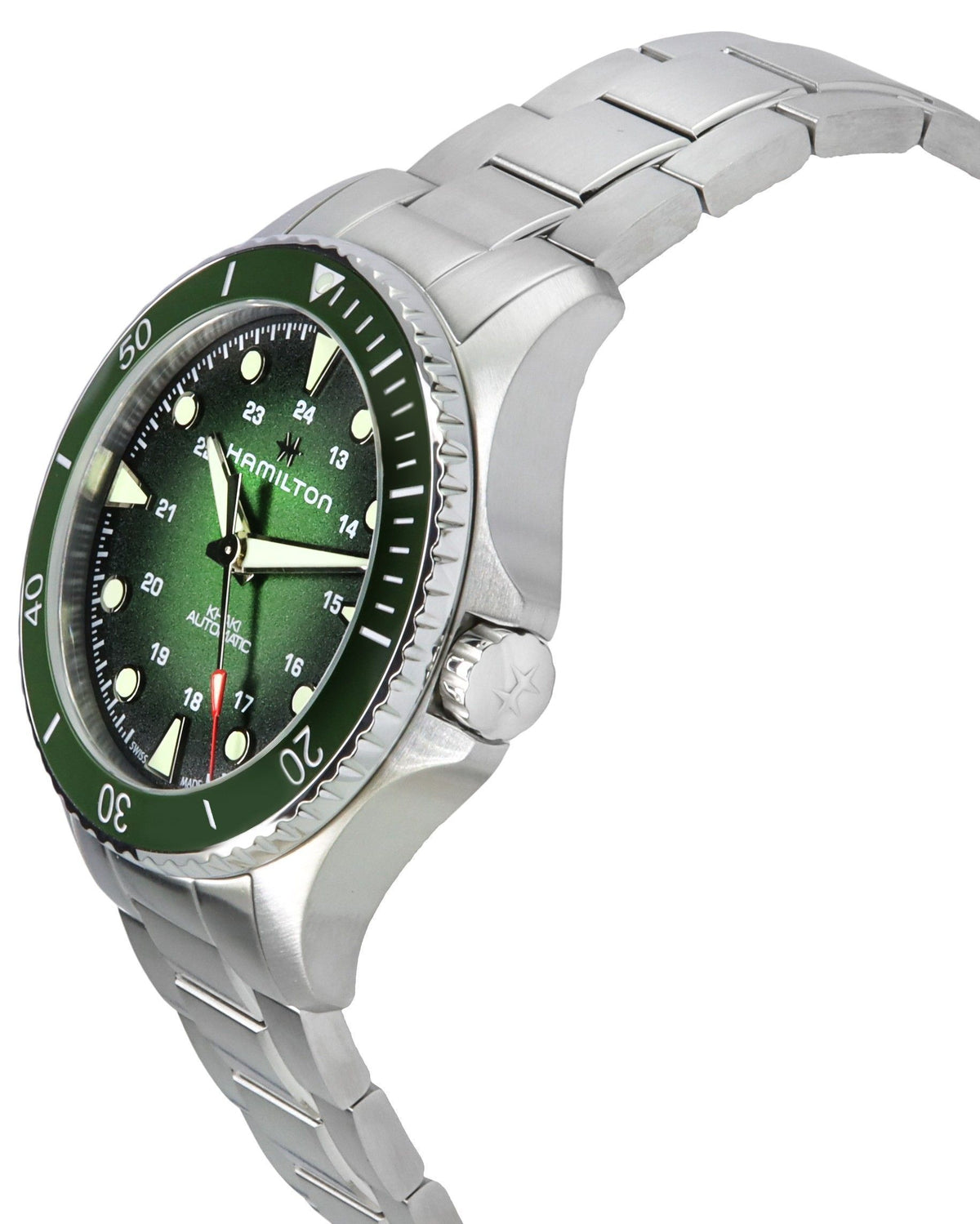 Hamilton Khaki Navy Scuba Stainless Steel Green Dial Automatic Diver's H82525160 300M Men's Watch