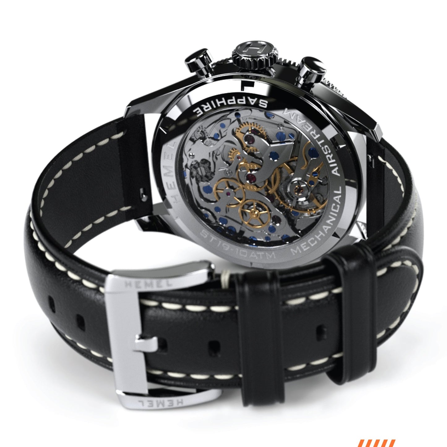 Hemel Airstream Chronograph Tachymeter Black Leather Strap - Veloce - The App For Watch Collectors