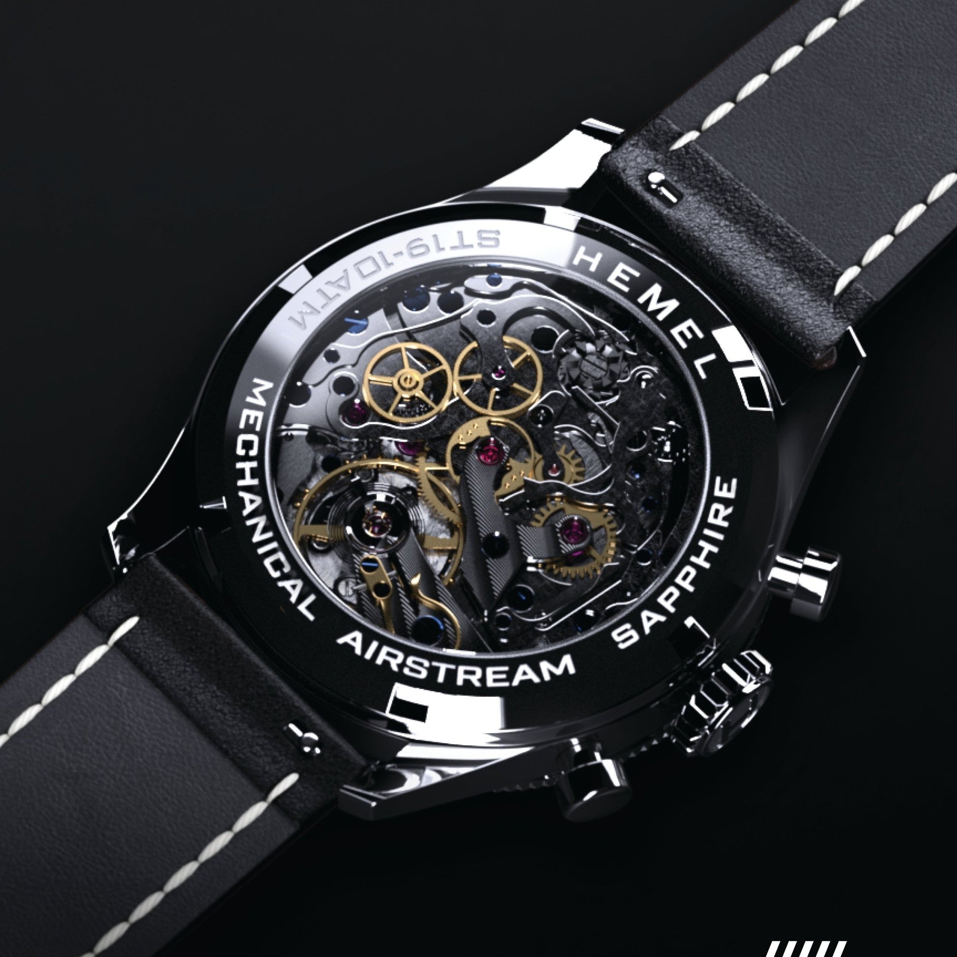 Hemel Airstream Chronograph Tachymeter Black Leather Strap - Veloce - The App For Watch Collectors