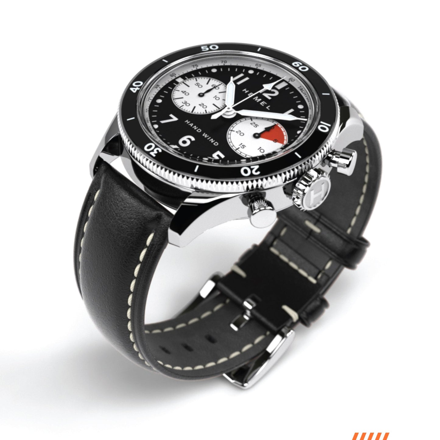 Hemel Airstream Chronograph Tachymeter Black Leather Strap - Veloce - The App For Watch Collectors