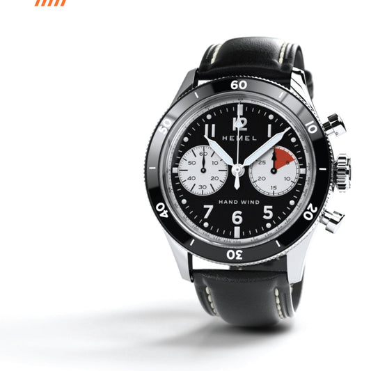Hemel Airstream Chronograph Tachymeter Black Leather Strap - Veloce - The App For Watch Collectors