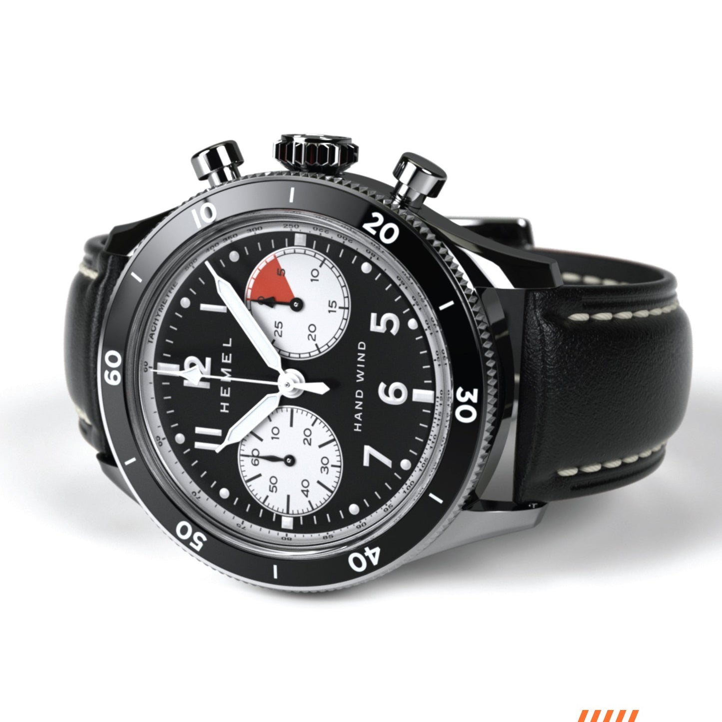 Hemel Airstream Chronograph Tachymeter Black Leather Strap - Veloce - The App For Watch Collectors