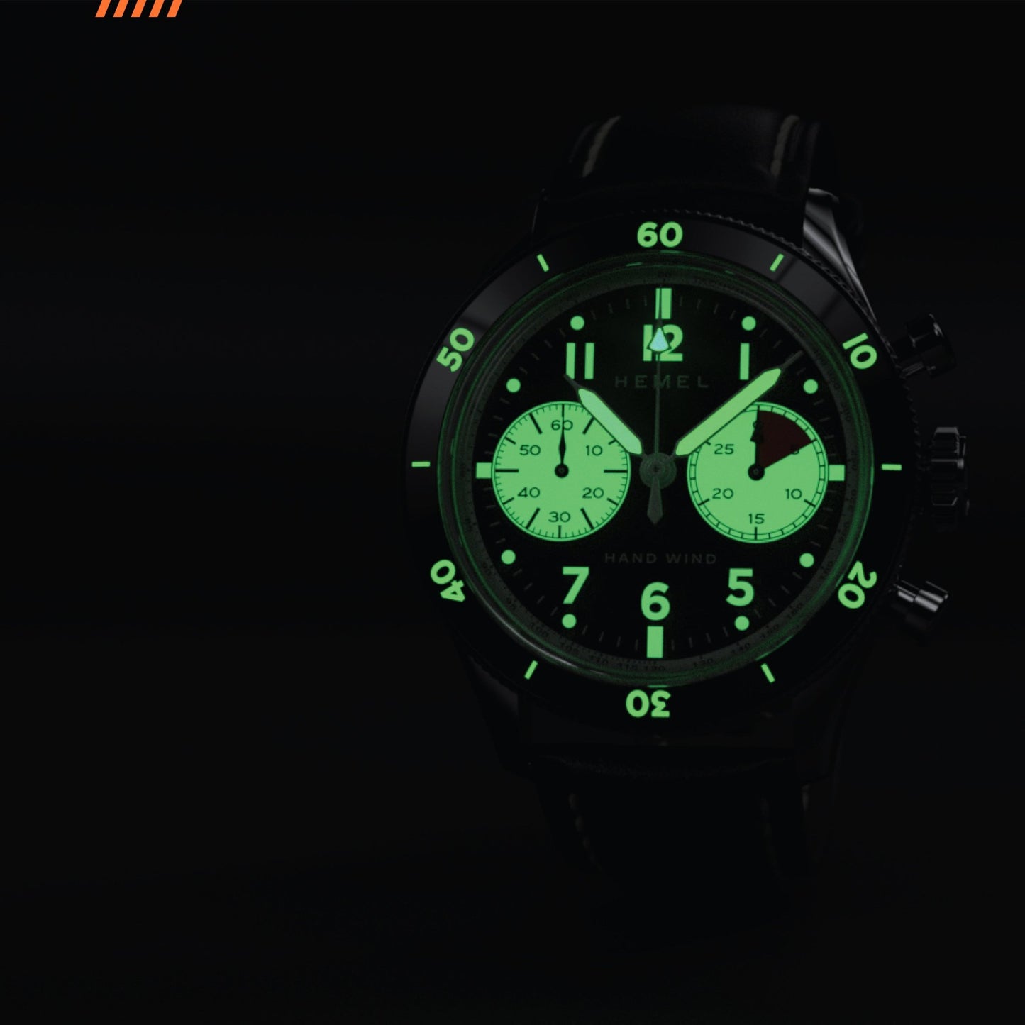 Hemel Airstream Chronograph Tachymeter Black Leather Strap - Veloce - The App For Watch Collectors