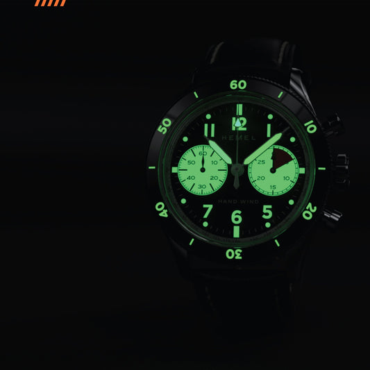 Hemel Airstream Chronograph Tachymeter Black Leather Strap - Veloce - The App For Watch Collectors