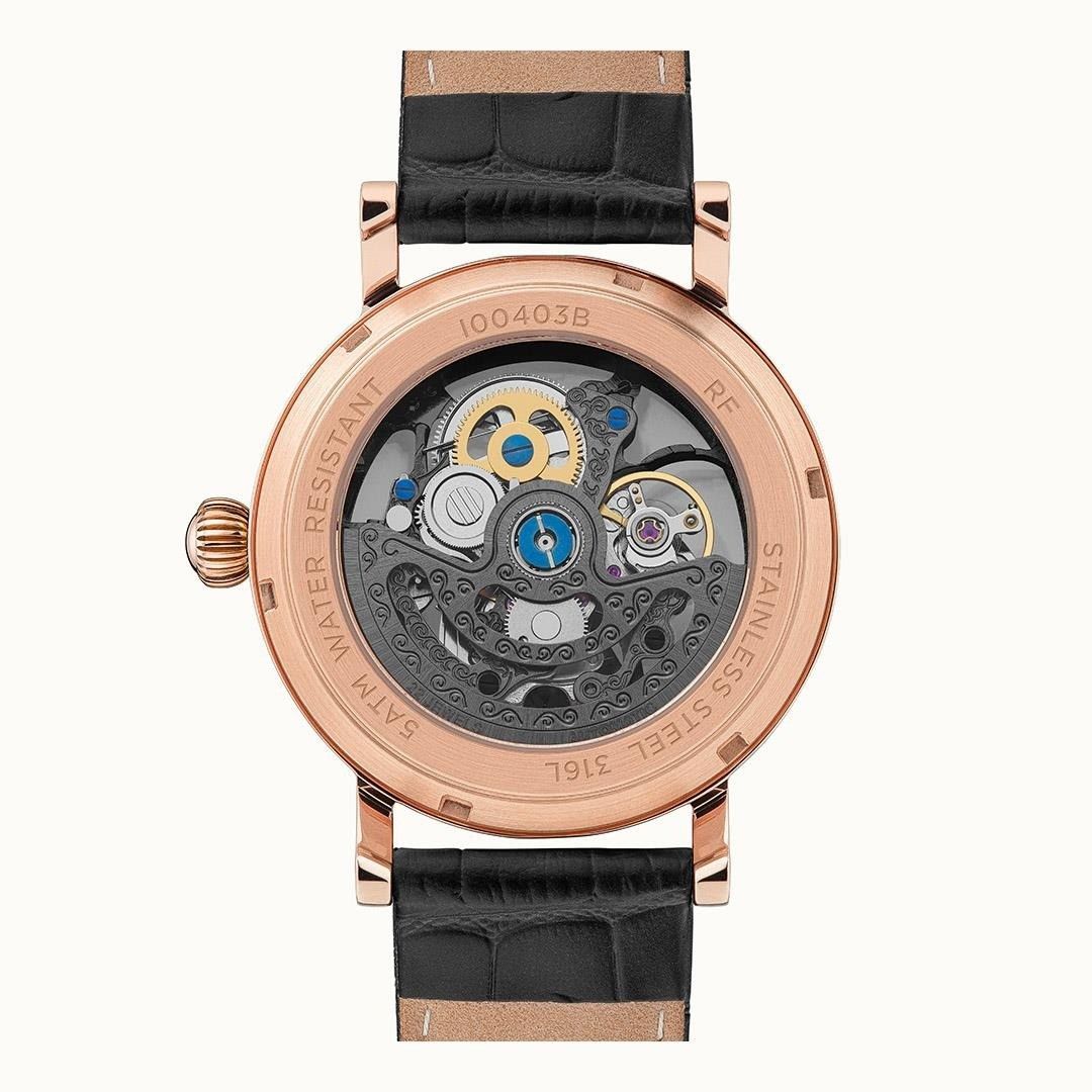 Ingersoll The Herald Leather Strap Black Skeleton Dial Automatic I00403B Men's Watch