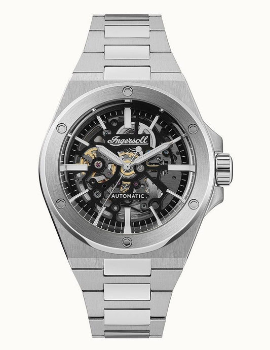 Ingersoll The Baller Stainless Steel Black Skeleton Dial Automatic I15002 Men's Watch