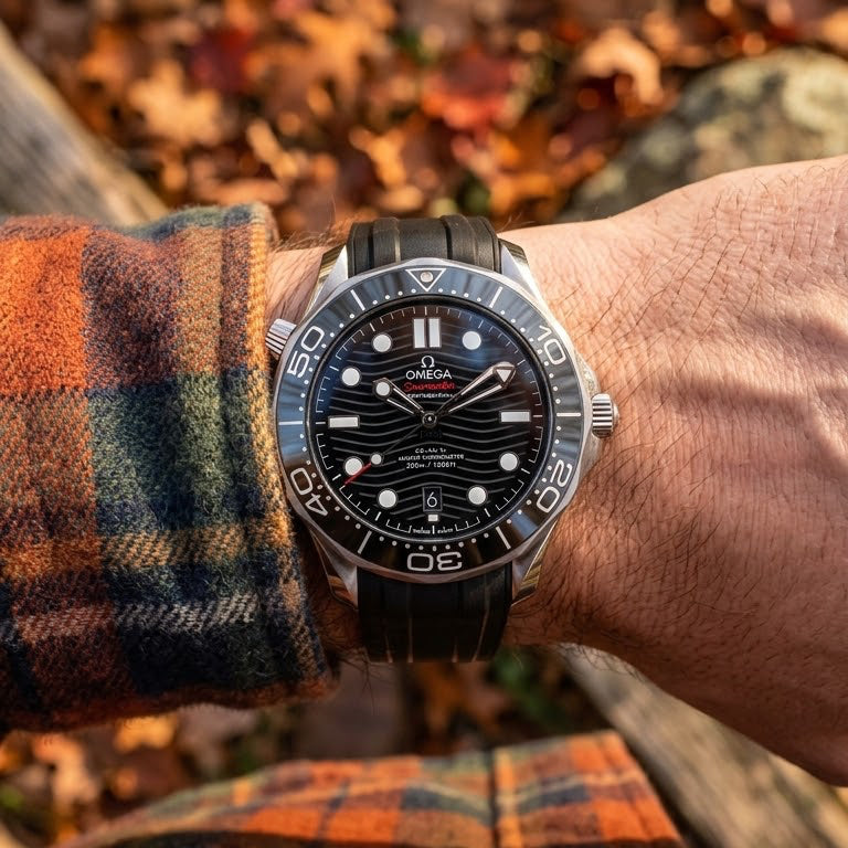 Omega Seamaster Rubber Strap Black Dial Automatic Diver's 210.32.42.20.01.001 300M Men's Watch