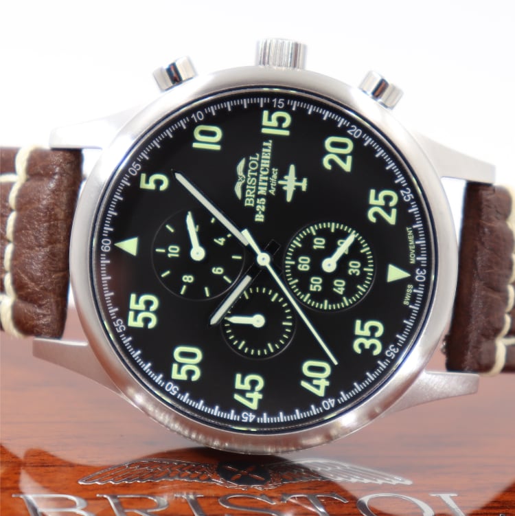 B25 Mitchell Tribute StainlessSteel Black Dial Leather Band - Veloce - The App For Watch Collectors