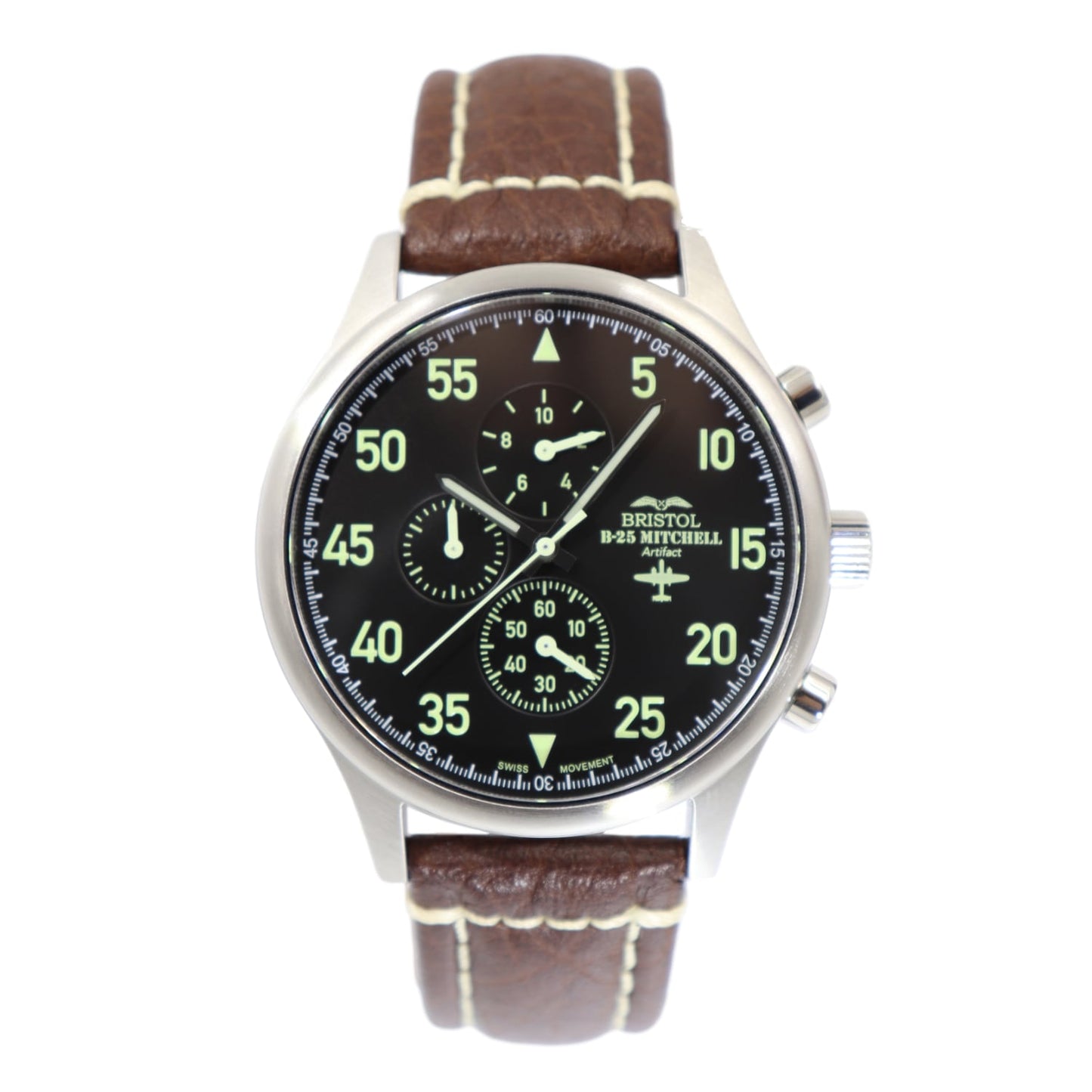 B25 Mitchell Tribute StainlessSteel Black Dial Leather Band - Veloce - The App For Watch Collectors