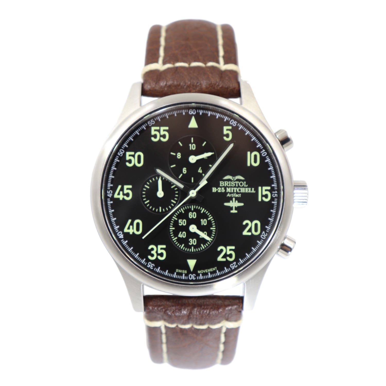 B25 Mitchell Tribute StainlessSteel Black Dial Leather Band - Veloce - The App For Watch Collectors
