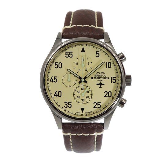 B25 Mitchell Tribute Watch Stainless Steel Beige Dial - Veloce - The App For Watch Collectors