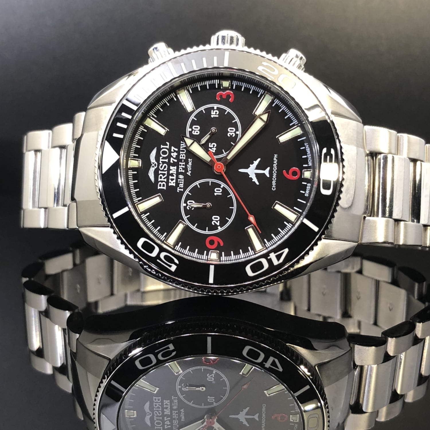 747 Tribute Stainless Steel Watch With Black Dial Artifact - Veloce - The App For Watch Collectors