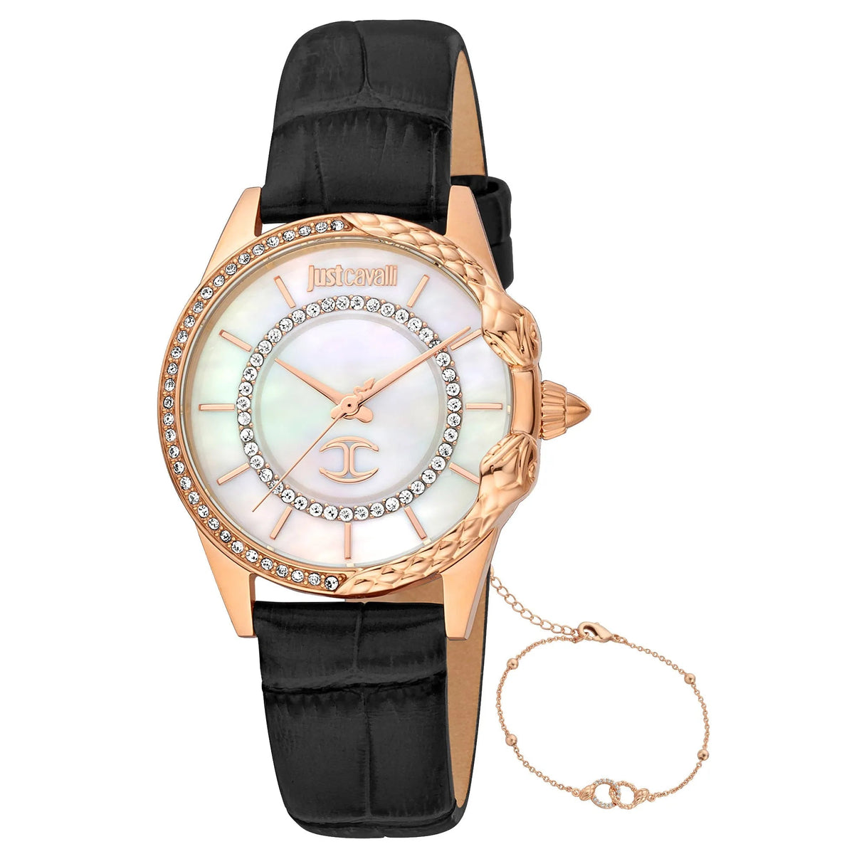 Just Cavalli Set Catena Black Rose Gold Leather