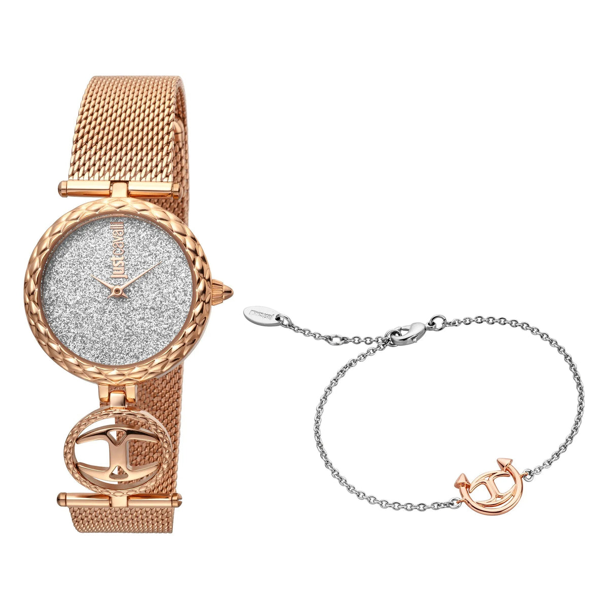 Just Cavalli SET With Bracelet Steel Rose Gold Glitter