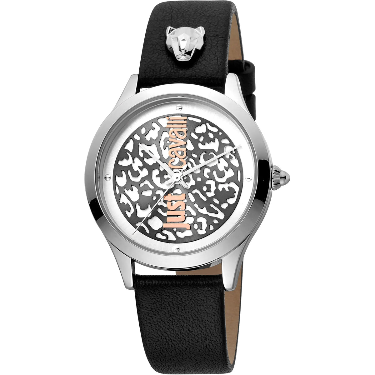 Just Cavalli Black Silver Leopard Logo
