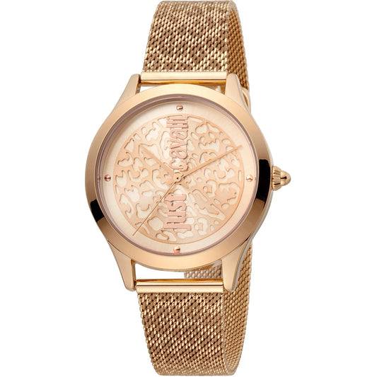Just Cavalli Steel Rose Gold Leopard Logo