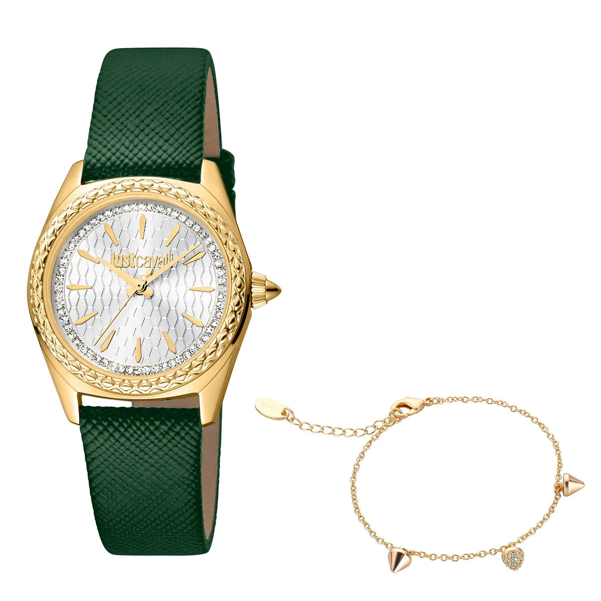 Just Cavalli Fashion Glam Leather Green Gold