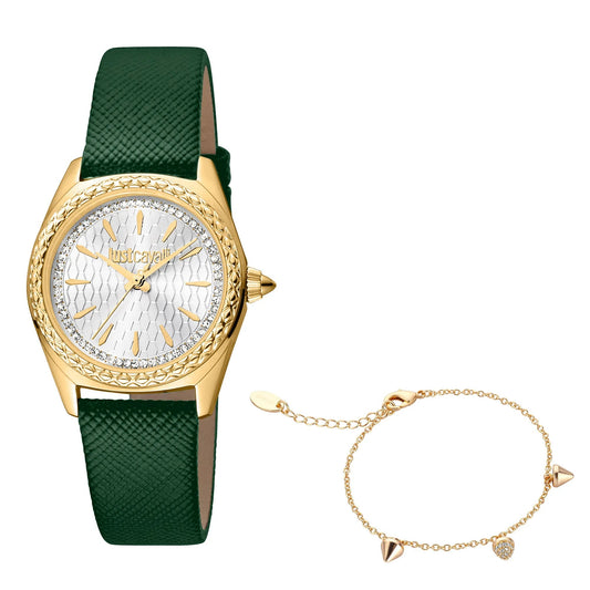 Just Cavalli Fashion Glam Leather Green Gold