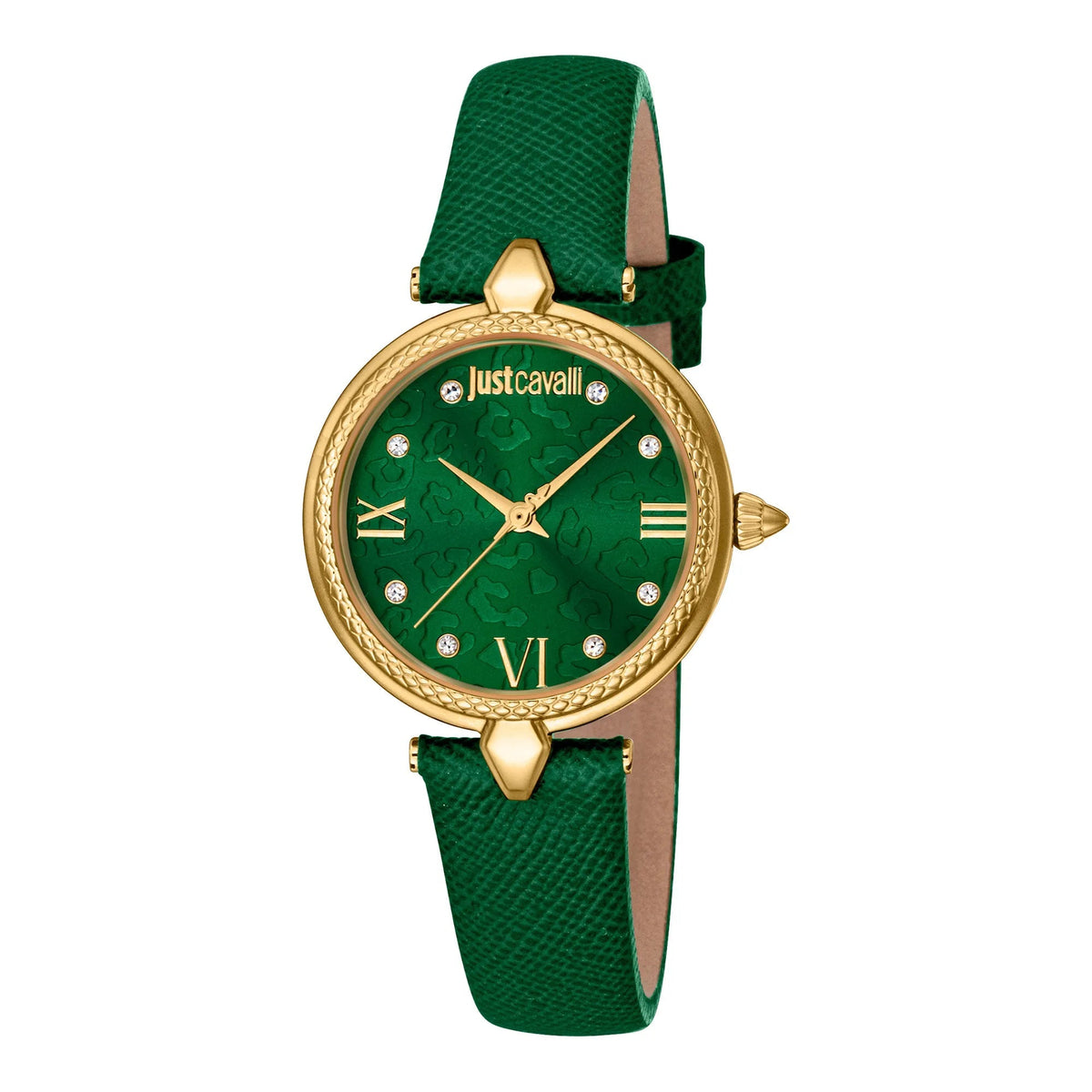 Just Cavalli Donna Leopardo Leather Green YG