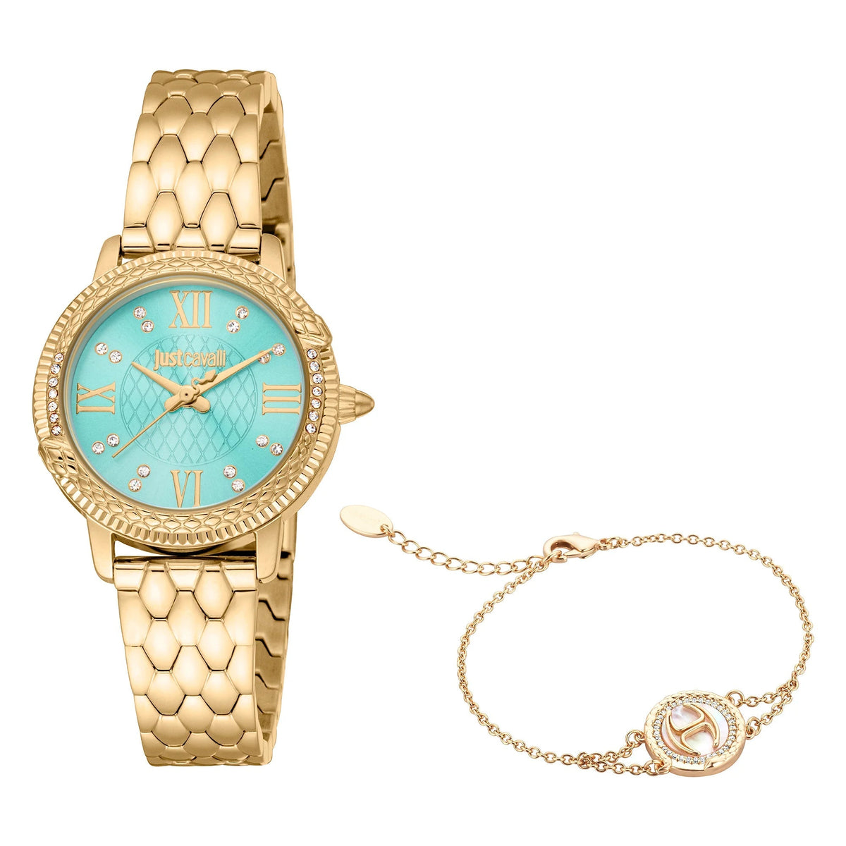 Just Cavalli Viperized Yellow Gold Turquoise