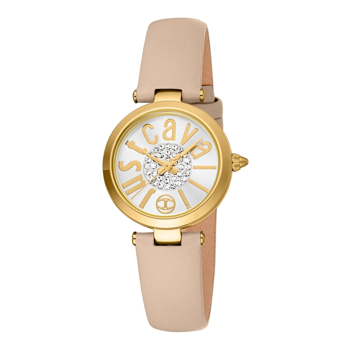 Just Cavalli Modena Leather Beige Yellow Gold