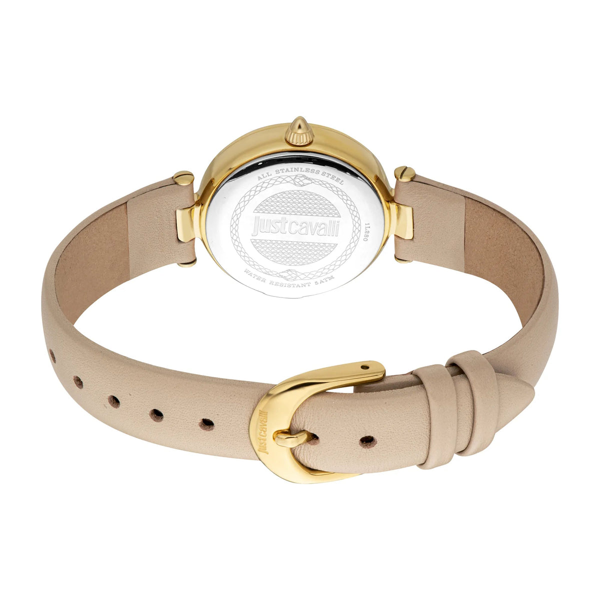 Just Cavalli Modena Leather Beige Yellow Gold