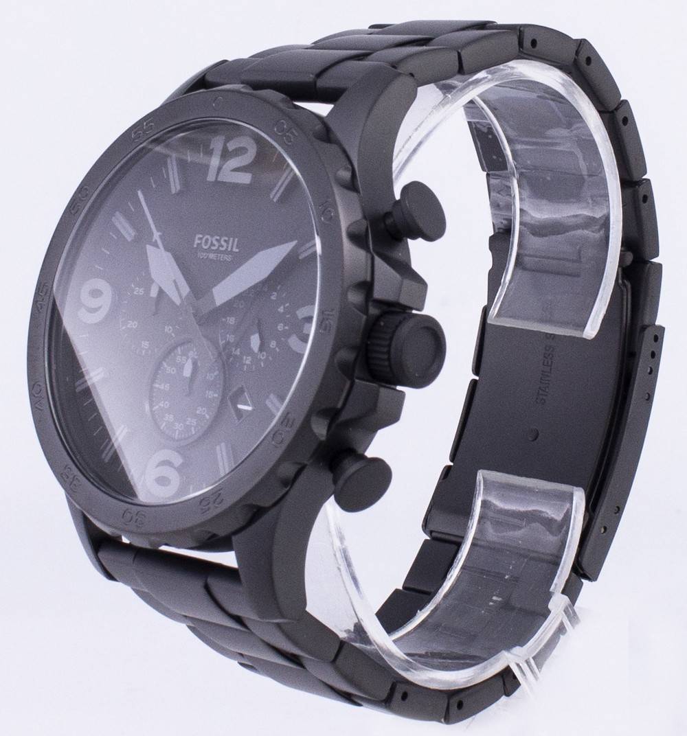 Fossil Nate Chronograph Black Dial Black Ion-plated JR1401 Men’s Watch