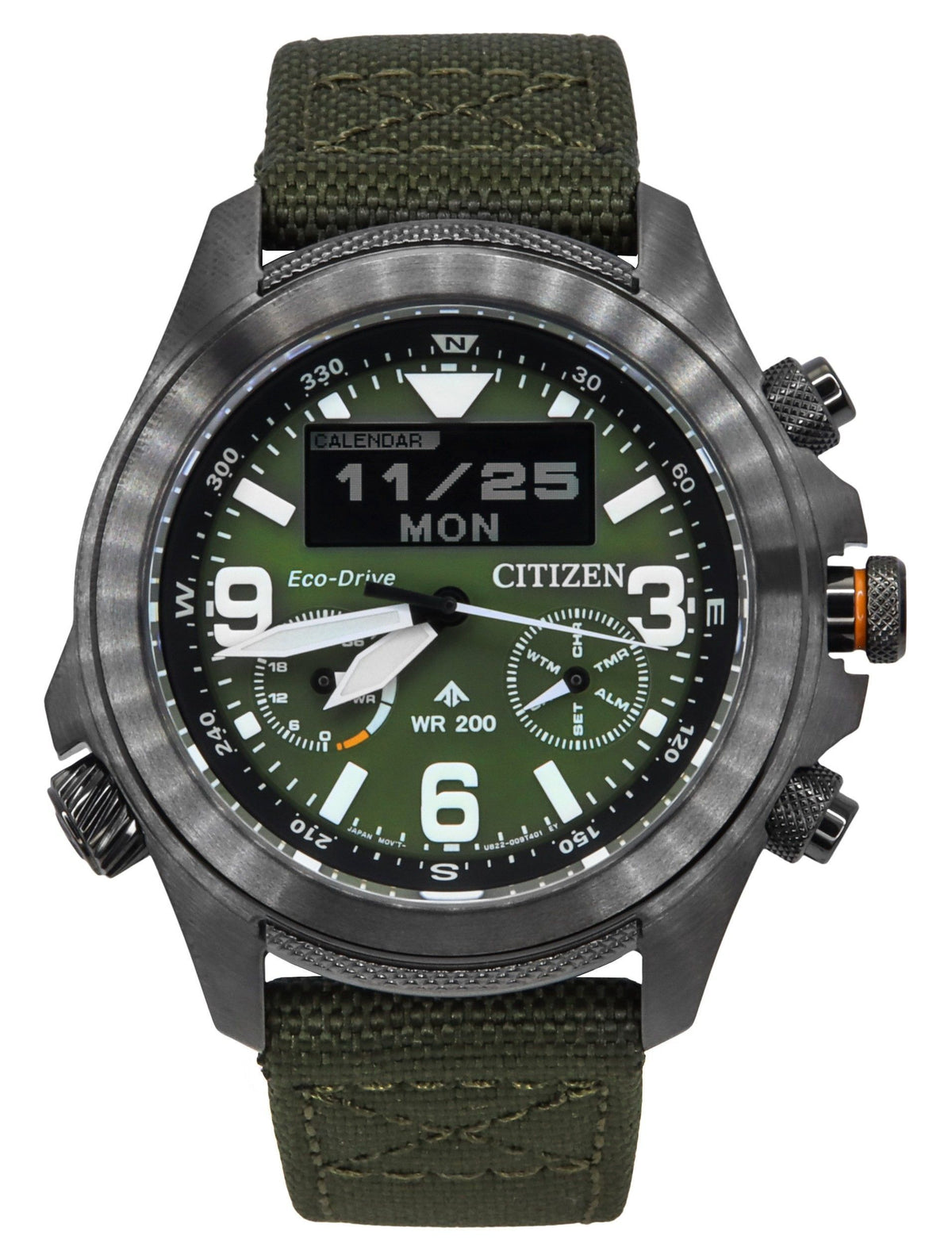 Citizen Promaster Land 35th Anniversary Chronograph Green Dial Eco-Drive JV1005-02W 200M Men's Watch