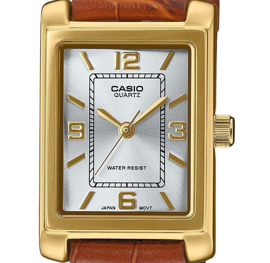 Casio Standard Analog Brown Leather Strap Silver Dial Quartz LTP-1234GLL-7A Women's Watch